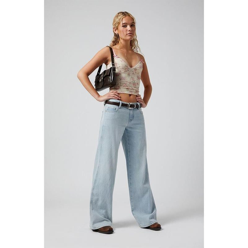 Pacsun Women'S Casey Low Rise Baggy Jeans Light Indigo Wash
