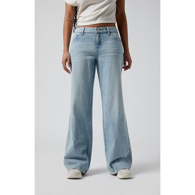 Pacsun Women'S Casey Low Rise Baggy Jeans Light Indigo Wash