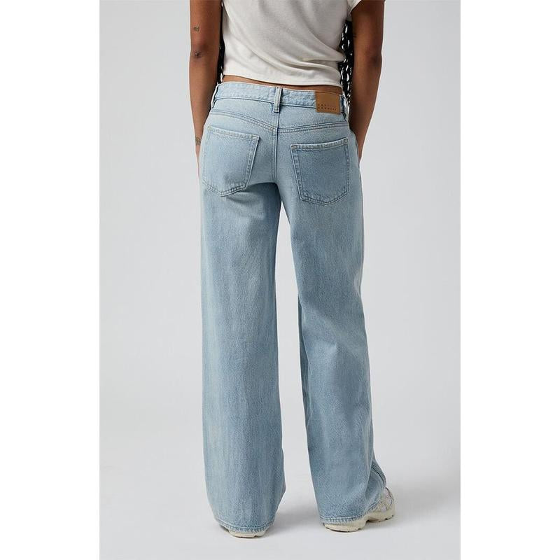 Pacsun Women'S Casey Low Rise Baggy Jeans Light Indigo Wash